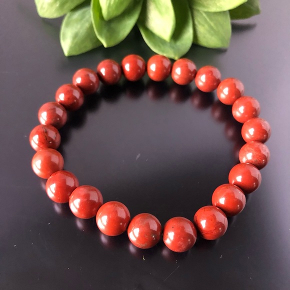 Red Jasper 8mm Natural Stone Beads Stretchable Bracelet - Picture 3 of 3